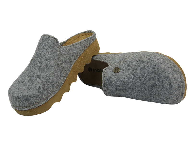 Filcowe Kapcie Damskie Na Korkowej Podeszwie Inblu DK-12 Srebrne Wsuwane