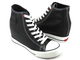 Trampki damskie na ukrytym koturnie - CROSS JEANS II2R4025, czarne