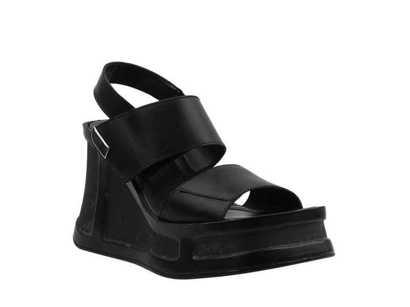 Sandały damskie na platformie z koturnem czarne Dolphin 172