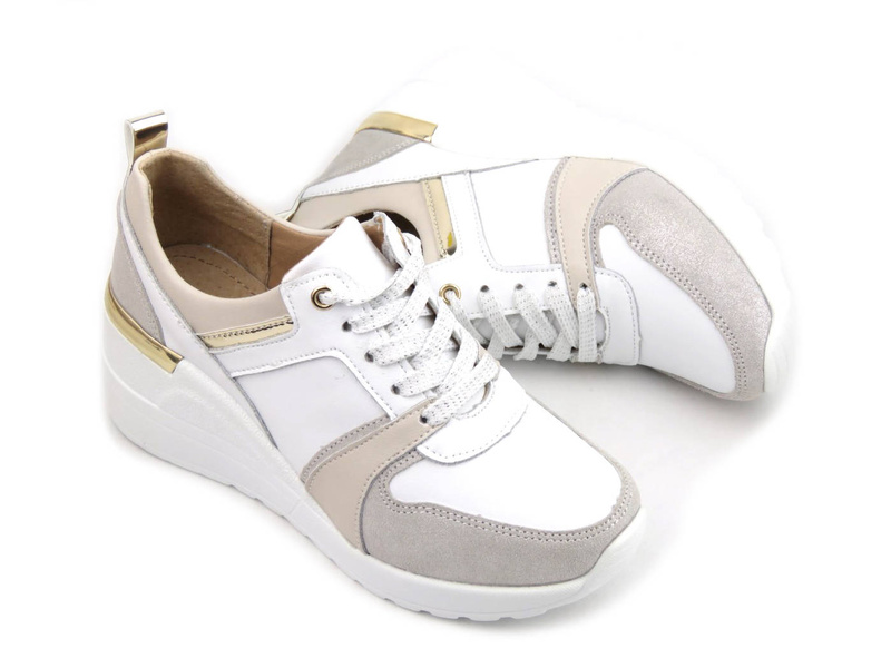 Sneakersy, buty sportowe damskie S. BARSKI AL21405, białe