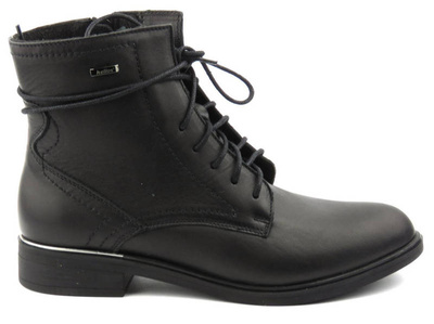 Botki damskie HELIOS 583, czarne, skórzane