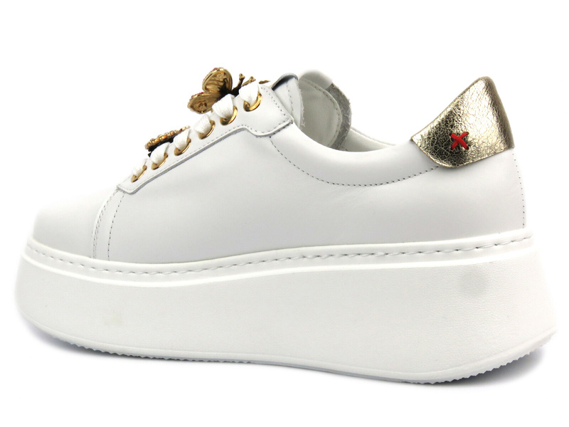 Sportowe buty damskie na platformie - CheBello 4292, białe