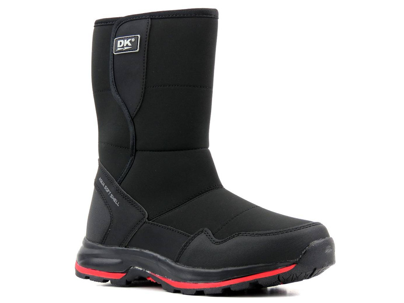 Śniegowce damskie na rzep - DK TECH Aqua Soft Shell 2182, czarno-czerwone