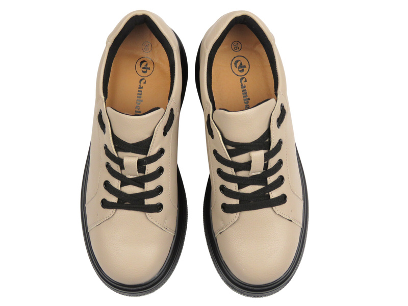 Skórzane sneakersy damskie khaki Cambell 25-19374