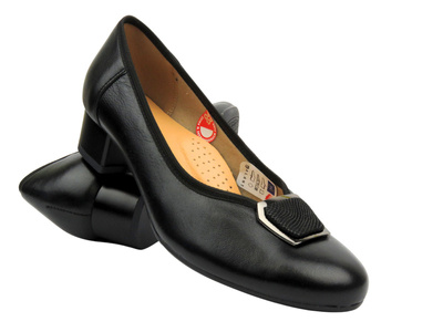 Skórzane Czółenka Damskie - Galant  3015 Czarne - Wsuwane