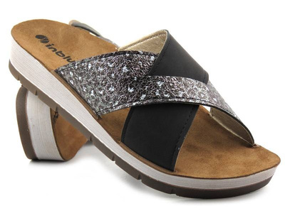 Klapki damskie z panterką - Inblu CP-09, czarne