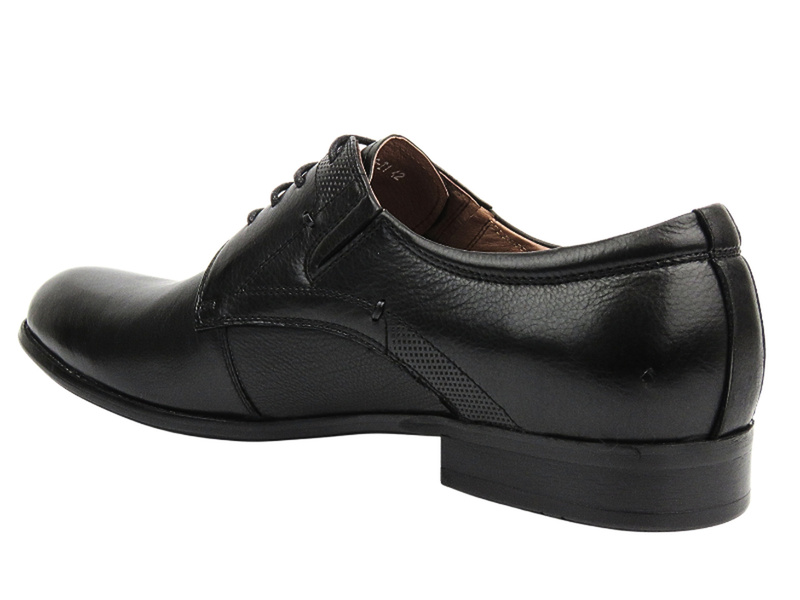 Eleganckie półbuty męskie skórzane - JOHN DOUBARE 720-86-T1, czarne