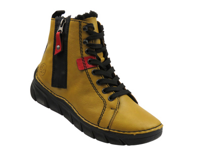 Botki damskie ocieplane - RIEKER 55024-68, żółte