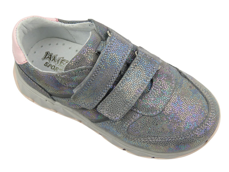 Trzewiki, półbuty dziecięce na rzepy - Jamet 2217, srebrne