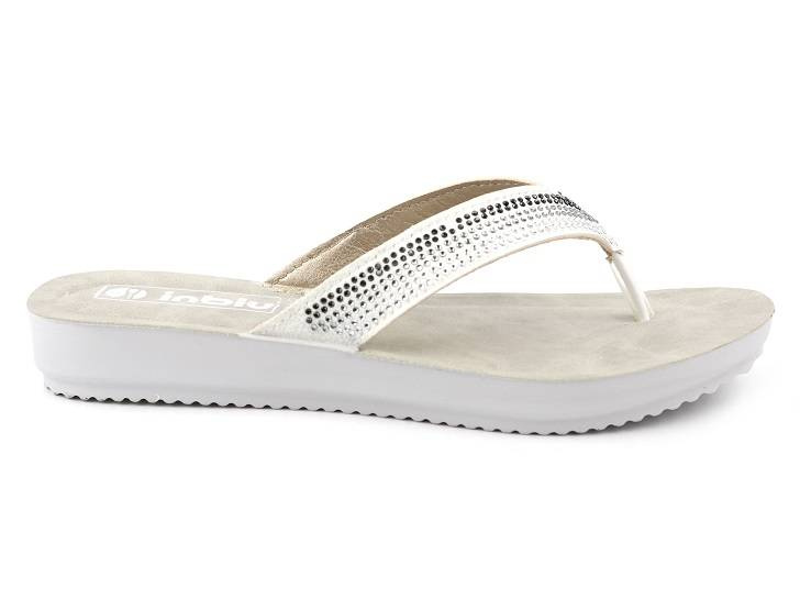 Japonki damskie z ozdobnymi paskami - Inblu BM-64, białe