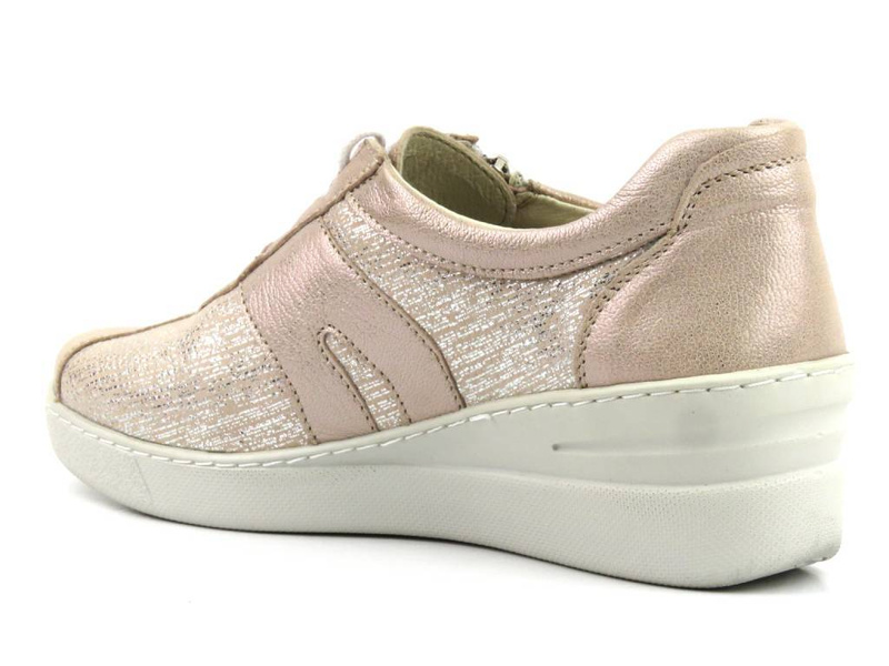 Skórzane sneakersy, półbuty damskie Helios Komfort 377, różowe