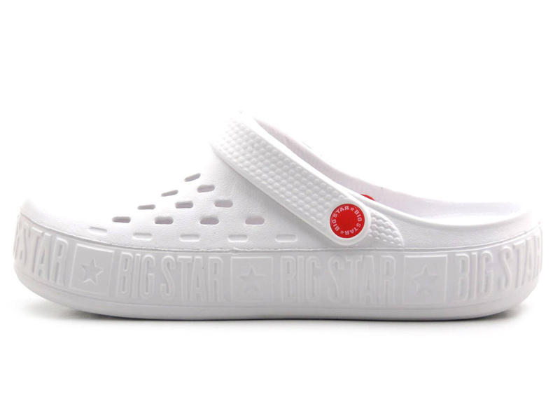 Piankowe klapki damskie, clogsy- BIG STAR II275003, białe
