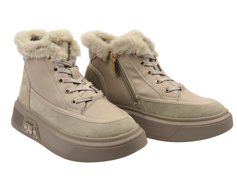 Botki damskie Cambell 25-19352, beżowe