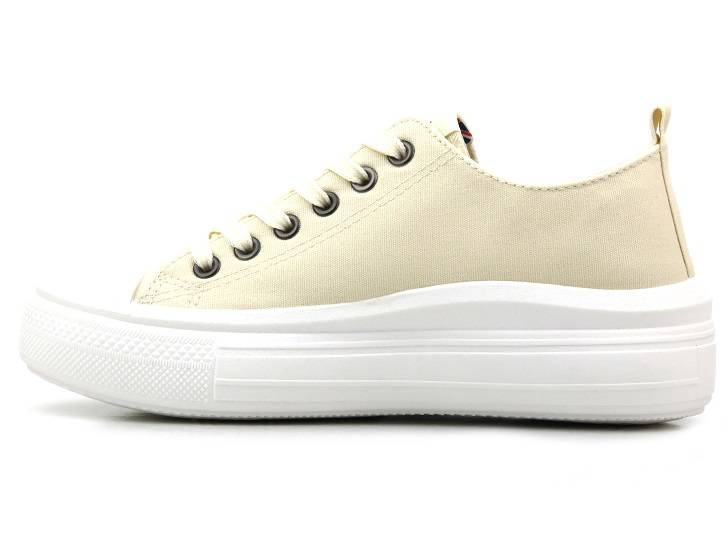 Trampki damskie na platformie - LEE COOPER LCW-23-44-1626L, beżowe