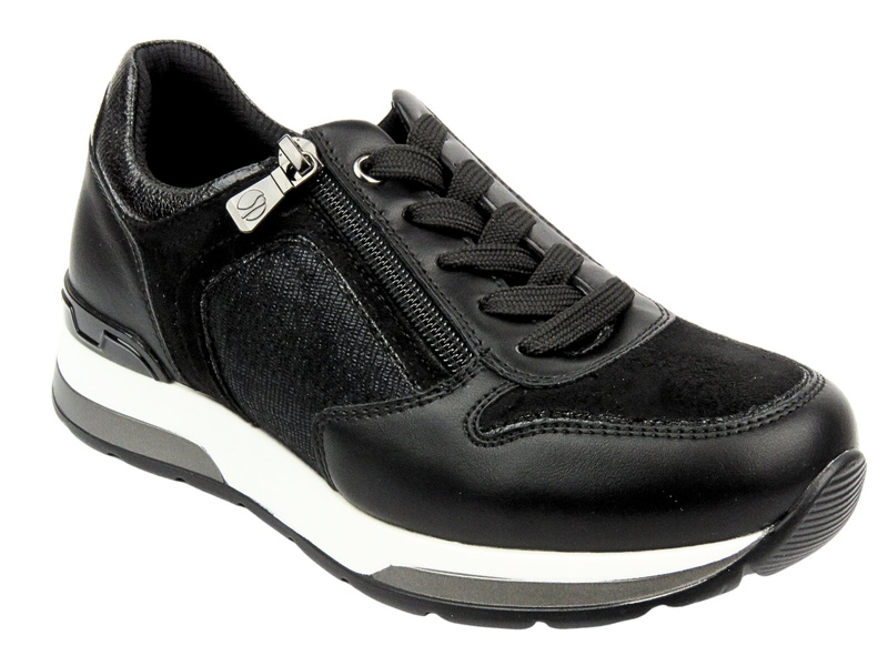 Wygodne sneakersy damskie ze skóry ekologicznej czarne Inblu IN-390