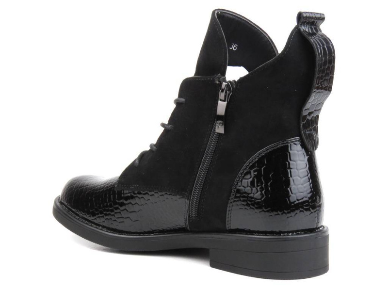 Ocieplane botki damskie - Potocki 23-12080BKC, czarne