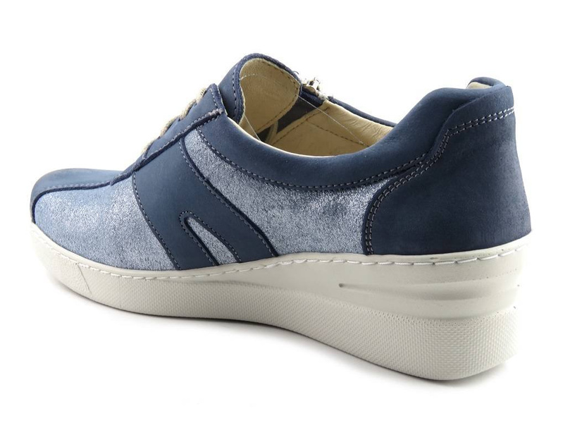 Sneakersy damskie ze skóry naturalnej - Helios 377, granatowe