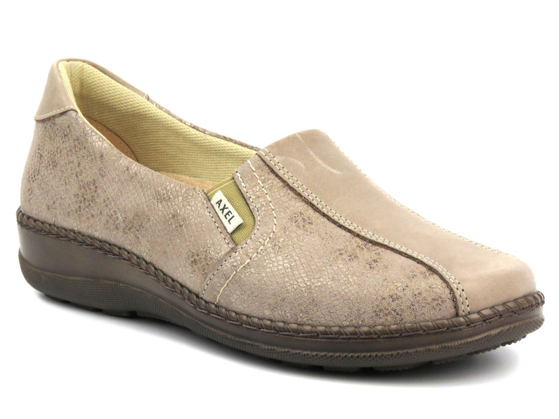 Półbuty damskie o podwyższonej tęgości H - AXEL 1525, beżowe
