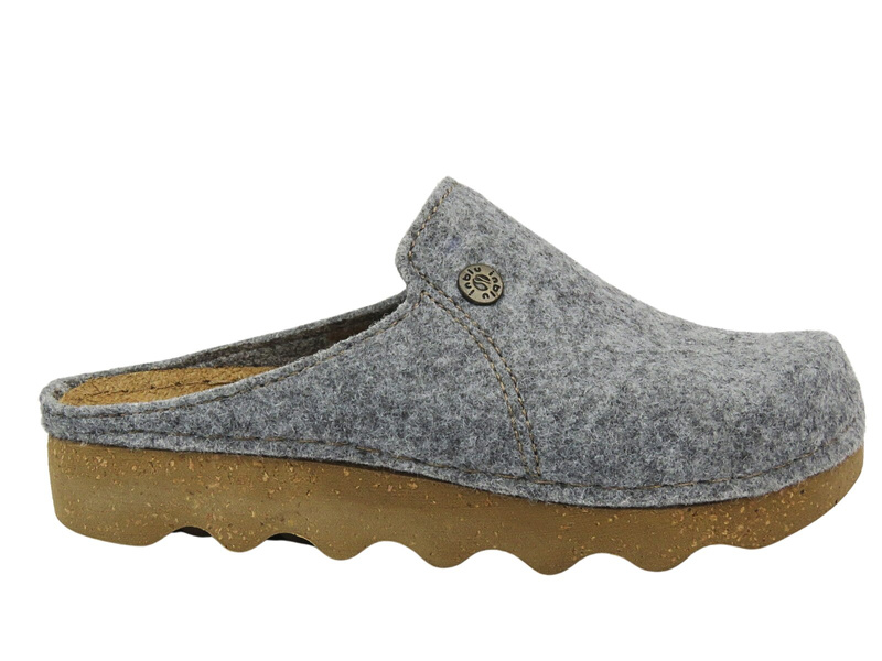 Filcowe Kapcie Damskie Na Korkowej Podeszwie Inblu DK-12 Srebrne Wsuwane