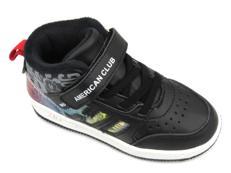 Sportowe buty dziecięce ocieplone polarem- AMERICAN CLUB BD 24/22, czarne