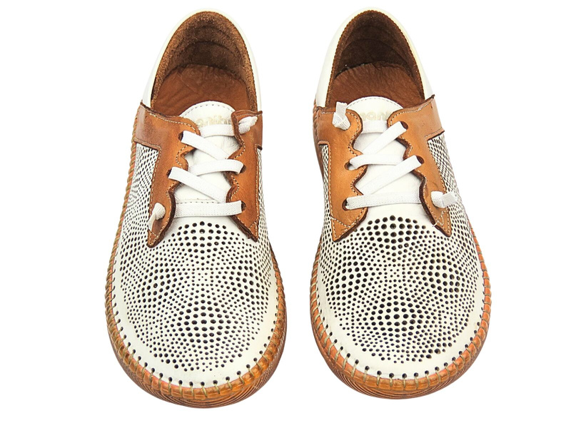 Półbuty damskie ze skóry naturalnej - Manitu 840074-21, brązowe