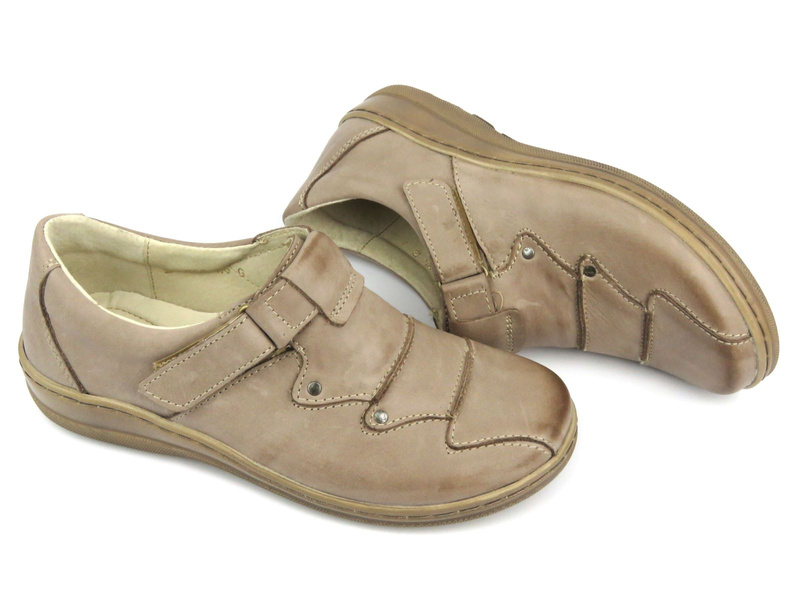 Lekkie, elastyczne półbuty damskie Helios Komfort 780-2, beżowe