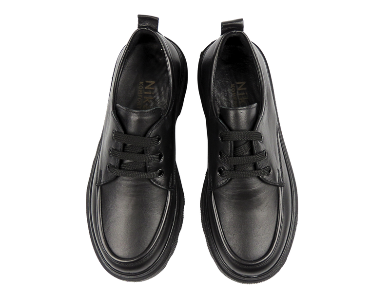 Skórzane półbuty damskie Nika Komfort H-7465, czarne