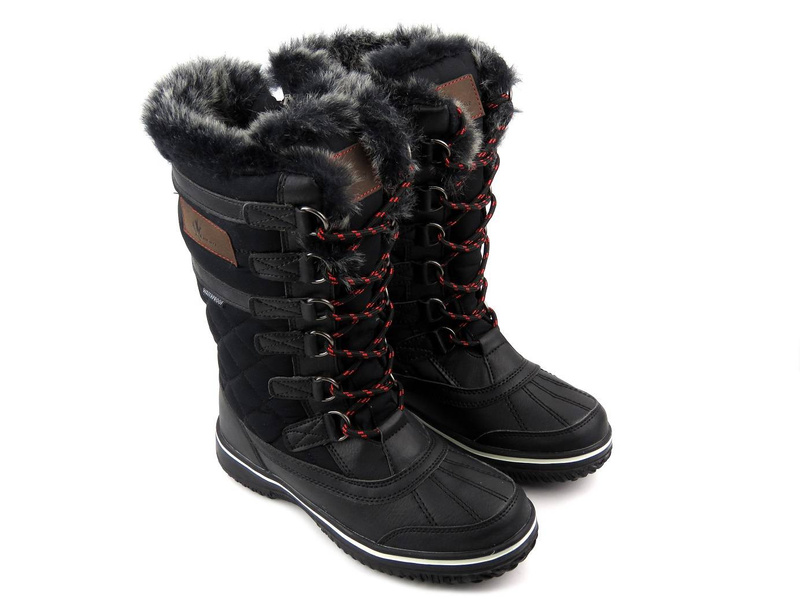 Wysokie, ciepłe śniegowce damskie WATERPROOF - VEMONT 7Z2046C, czarne