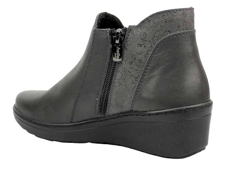 Eleganckie botki damskie na koturnie - HELIOS Komfort 596, szare