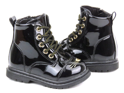 Ciepłe botki, trapery dziecięce - Miss E 21DZ23-4309, czarne