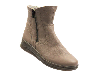 Wygodne botki damskie ocieplone kożuchem - HELIOS Komfort 788, khaki