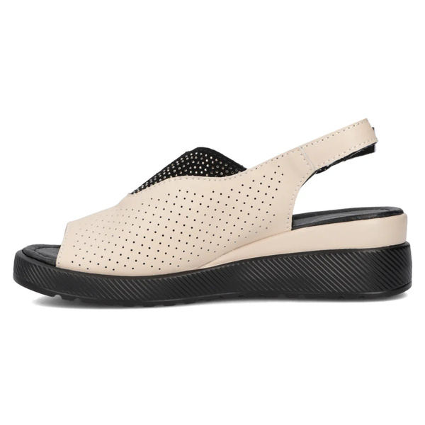 Skórzane sandały damskie na platformie beżowe Filippo DS6145/25