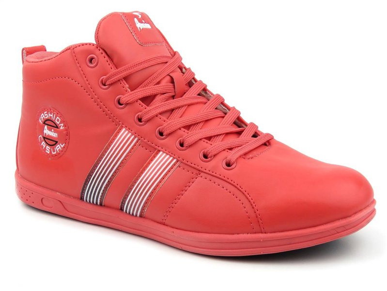 Buty sportowe damskie za kostkę - AMERICAN CLUB WW-54247, czerwone