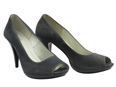 Eleganckie czółenka damskie na obcasie EBATA 0367/1, brązowe