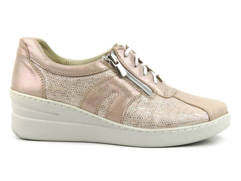 Skórzane sneakersy, półbuty damskie Helios Komfort 377, różowe