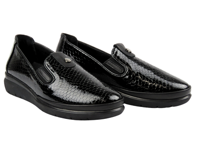 Eleganckie półbuty damskie Nika Komfort 0452-156MSN, czarny lakier