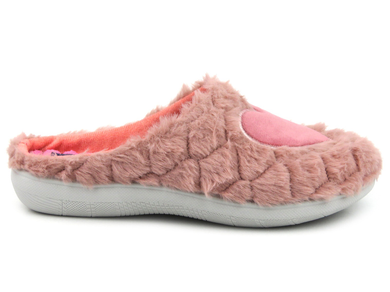 Miękkie kapcie damskie - INBLU EC-99,różowe z serduszkiem