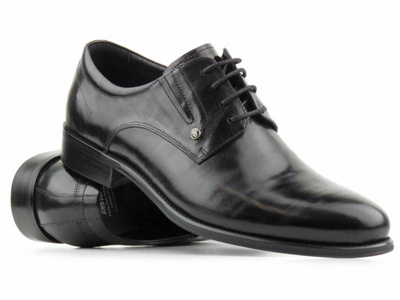 Eleganckie półbuty męskie skórzane - JOHN DOUBARE QA526-C6-A78, czarne
