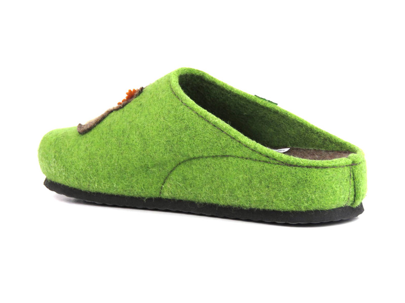 Ciepłe kapcie damskie filcowe z sową - Dr BRINKMANN 320082-71, zielone