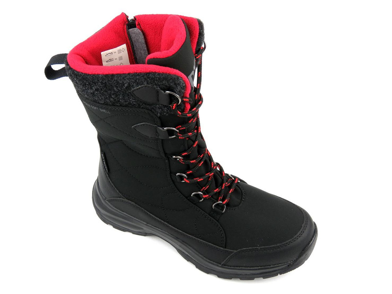 Wysokie buty zimowe, śniegowce damskie DK TECH SoftShell 2105, czarno-czerwone