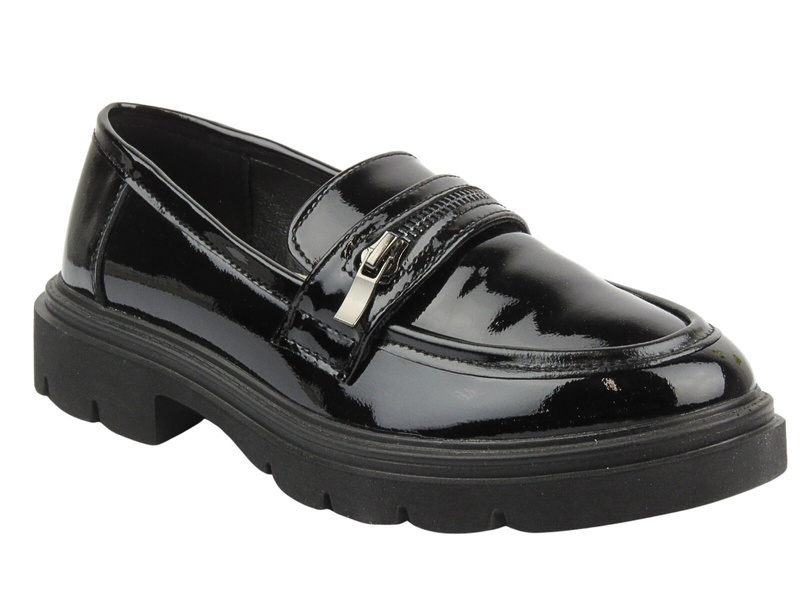 Skórzane półbuty damskie czarne lakierowane Sokolski CF J24-360