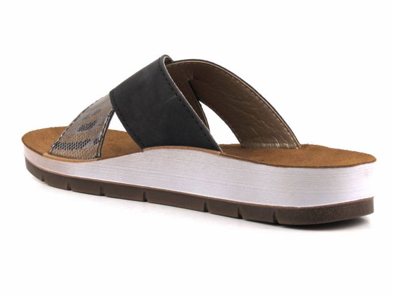 Klapki damskie ze skrzyżowanymi paskami - INBLU CP-38, czarne