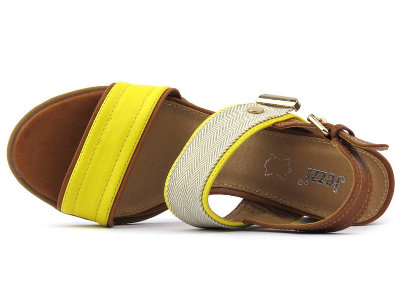 Sandały damskie na słupku - Jezzi, 20SD35-1826, żółte