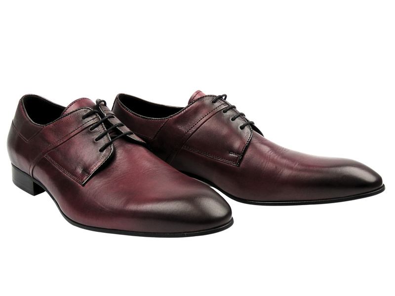 Eleganckie półbuty męskie ze skóry naturalnej Conhpol C00C-6714-0927-00S01, wiśnia