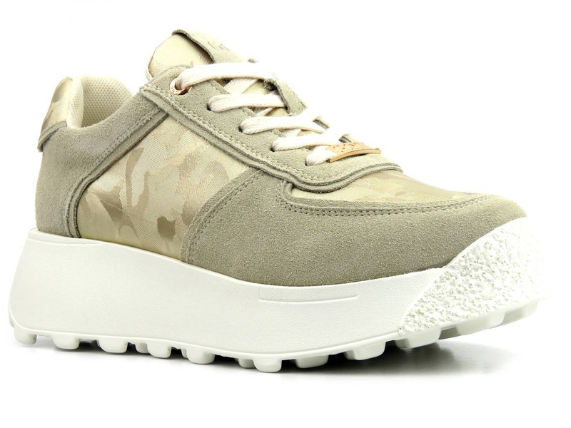 Sneakersy damskie na grubej platformie - GOE JJ2N4069, beżowe