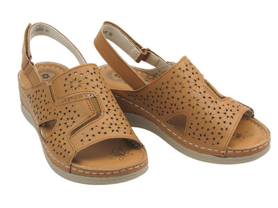 Sandały damskie  Evento 25SD17-8365 brązowe na rzepy