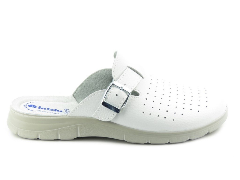 Lekarskie klapki męskie ze skórzaną wkładką - Inblu BG-31, białe