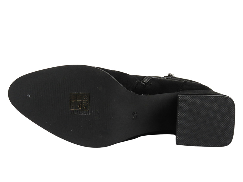 Ażurowe botki na delikatnym obcasie - Potocki 24-12422,czarne