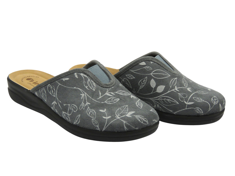 Kapcie damskie z wkładką ze skóry eko szare Inblu CF-49