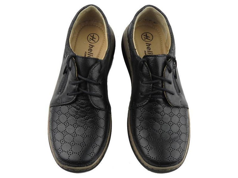 Półbuty damskie z ozdobną cholewką - Helios Komfort 328S, czarne